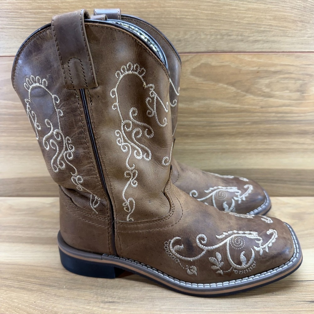 Smoky Mountain Boots Girls 2.5 Embroidered Floral Square Toe Rodeo Ranch